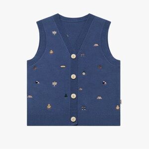 Navy Knit Vest with Button Accents